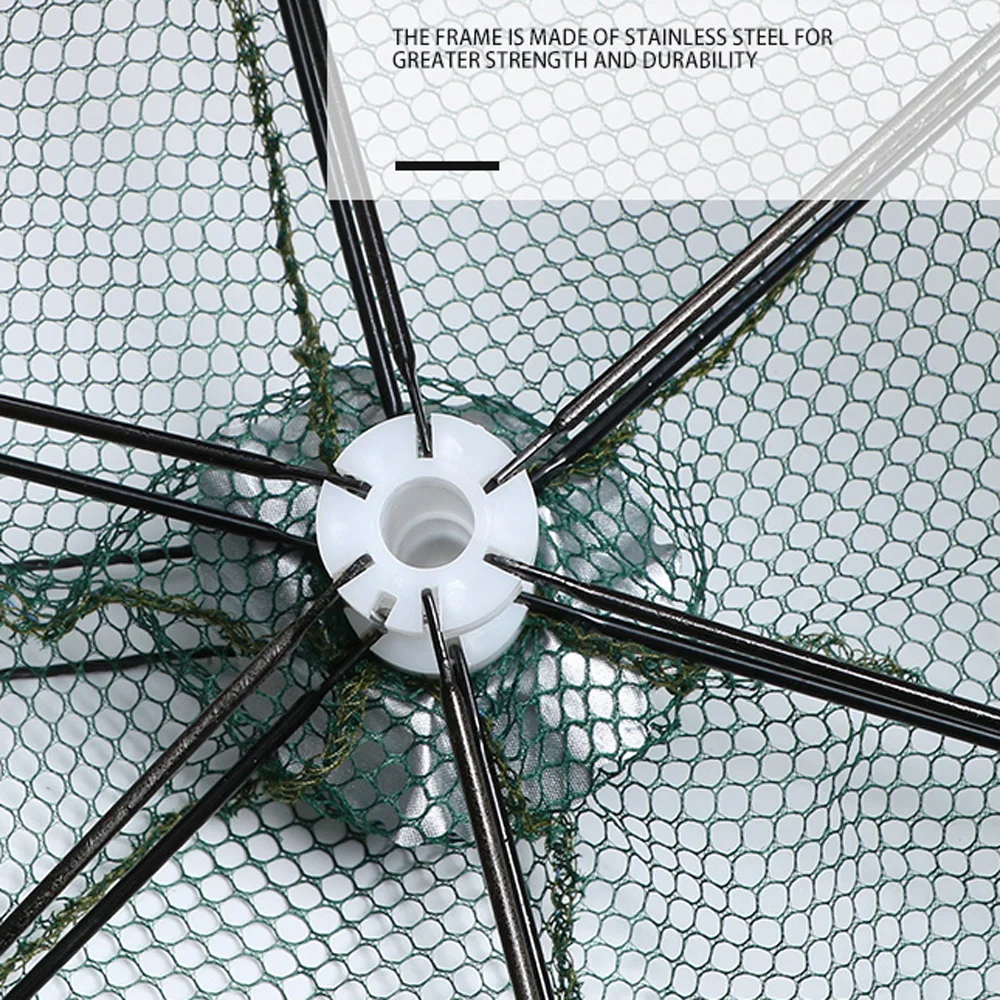 Red de Pesca plegable automática portátil, jaula para camarones, cangrejo, trampa para peces, herramienta de engranaje de Pesca de 4, 6, 8, 10, 16, 20 y 28 agujeros - imagen 2