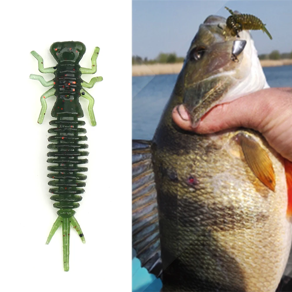DNDYUJU Larva 10 unids/lote 55mm y 1,4g de libélula de pesca gusano señuelos señuelo de Jigging pesca cebos artificiales aborda señuelos - imagen 5