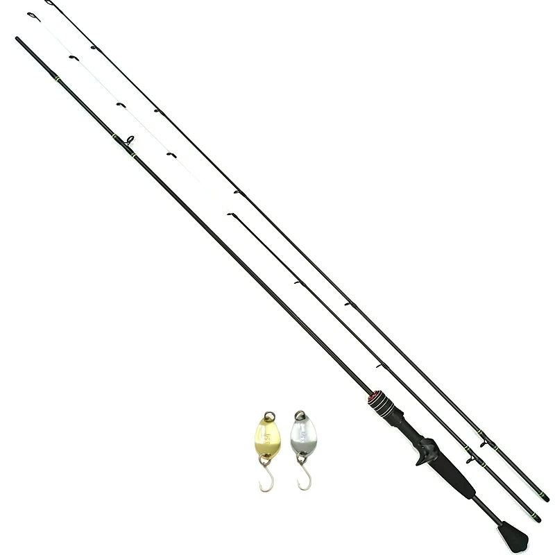 1,8 m 6 pies 2 puntas de carbono UL/L caña de trucha sólida puntas dobles súper ligera acción rápida caña de pescar señuelo giratorio peso 0,6-10g - imagen 2