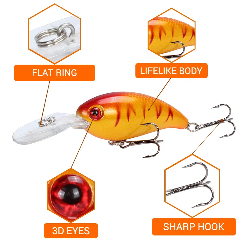 Señuelo de Pesca Artificial con manivela, cebos duros de 10cm/15g, señuelos Crankbait Wobbler, aparejos de Pesca de carpa, Swimbait, anzuelos triples - imagen 3