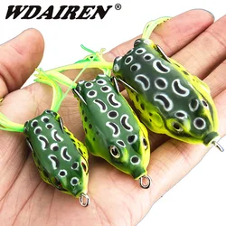 1 Uds. Cebo de silicona suave de rana ojos 3D Señuelos de pesca de goma 6g 9g 12g cebo Artificial con anzuelos dobles Wobblers de rana Topwater