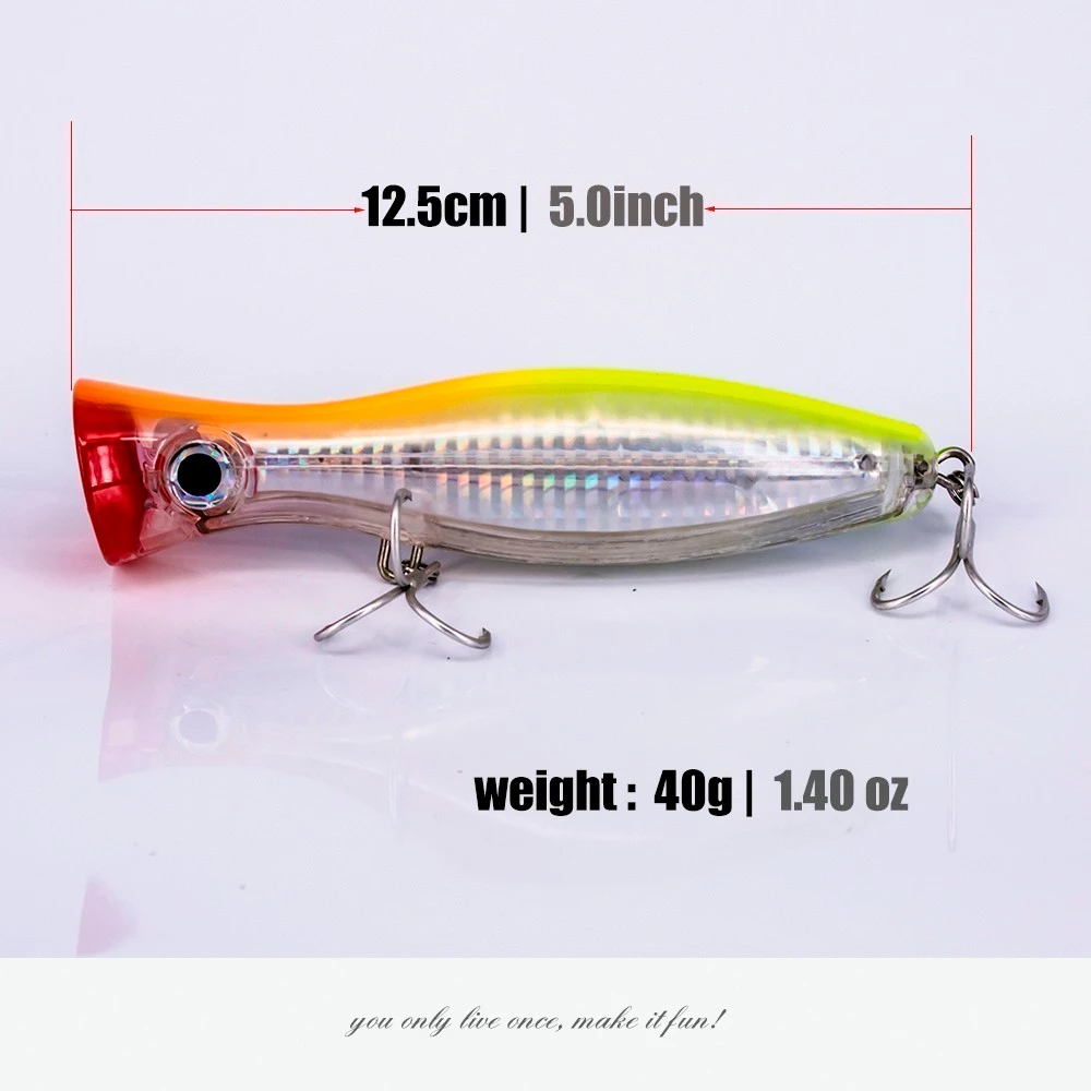 Señuelo duro Popper grande De 12cm, 42g, 6 colores, Señuelos De Pesca flotantes Topwater, Crankbait Minnow, natación De Peche, Wobbler, pesca en mar - imagen 3