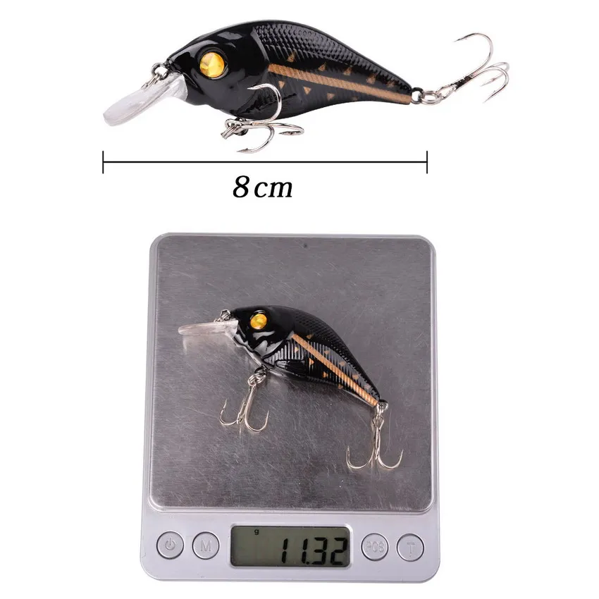 Señuelos duros VIB de 8cm y 11g, anzuelos triples de pesca, aparejos de pesca con ojos 3D, 1 ud. - imagen 3