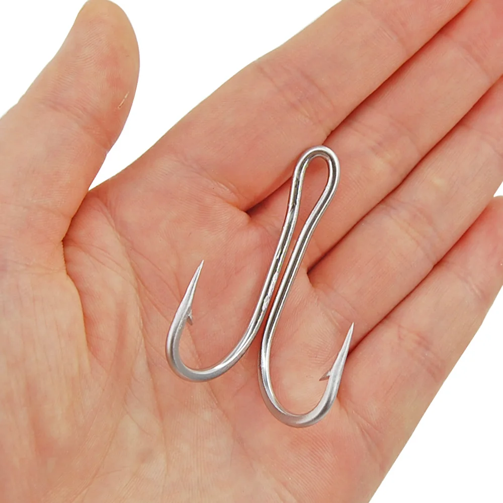 Anzuelos de pesca dobles de acero inoxidable, anzuelos de pesca con púas, con caja de aparejos, 51 unids/caja - imagen 4