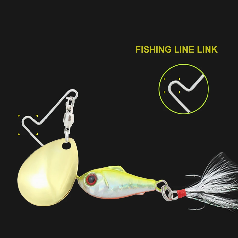 1 Uds 12G 35MM VIB de lentejuelas de señuelo de pesca giratorio 360 de lentejuelas con plumas tres ganchos de pesca en hielo herramientas de carnadas - imagen 5