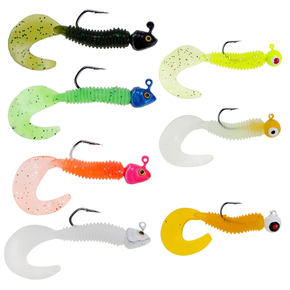 17 stks/doos Kunstaas Kit Jig Head Zacht Kunstaas Inshore Visaas Flexibele Vinyle Kunstaas Worm Haak Kleine Swimbait - imagen 2