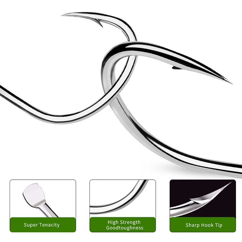 PROBEROS-anzuelos de pesca con púas, anzuelos individuales planos, juego de anzuelos de carpa de acero con alto contenido de carbono, accesorios, herramienta, aparejos, 50 piezas, 0-5/0 # - imagen 5