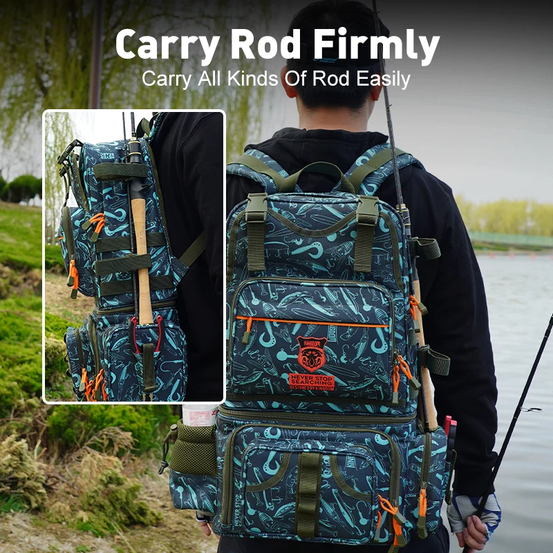 Mochila Kingdom Fishing 1000D Nylon impermeable 43x24x53cm Gran capacidad Almacenamiento desmontable multifuncional para pesca en invierno - imagen 3