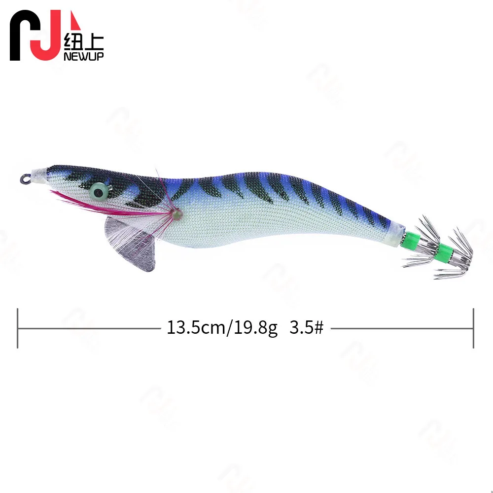 1 Uds en caja 13,5 CM 19,8G plantilla de calamar luminosa pesca madera camarones señuelo calamar sepia plantillas señuelos Spinnerbait cebos de pesca