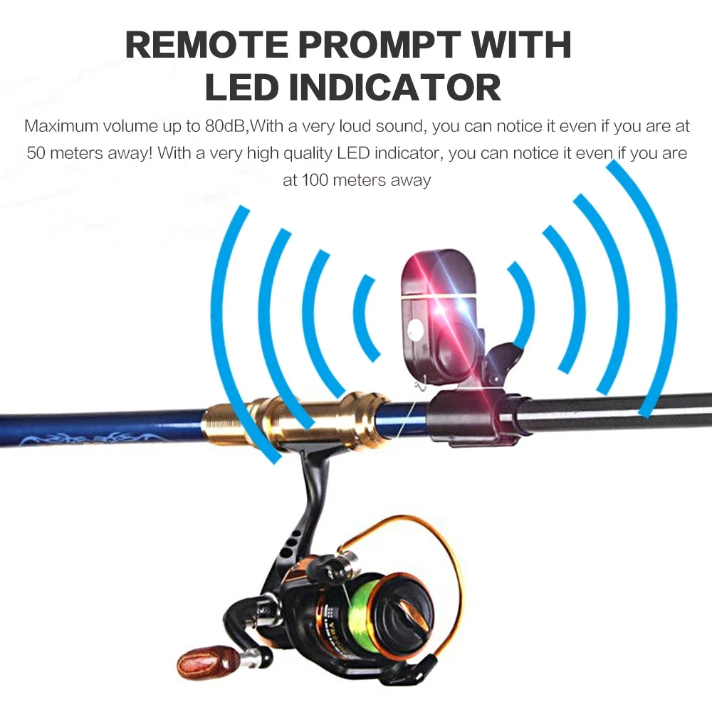 FLYSAND-señuelo para morder peces, alarma, campana de sonido, 2 luces LED, barra de pesca con Clip, zumbador al aire libre, agua dulce y salada - imagen 3