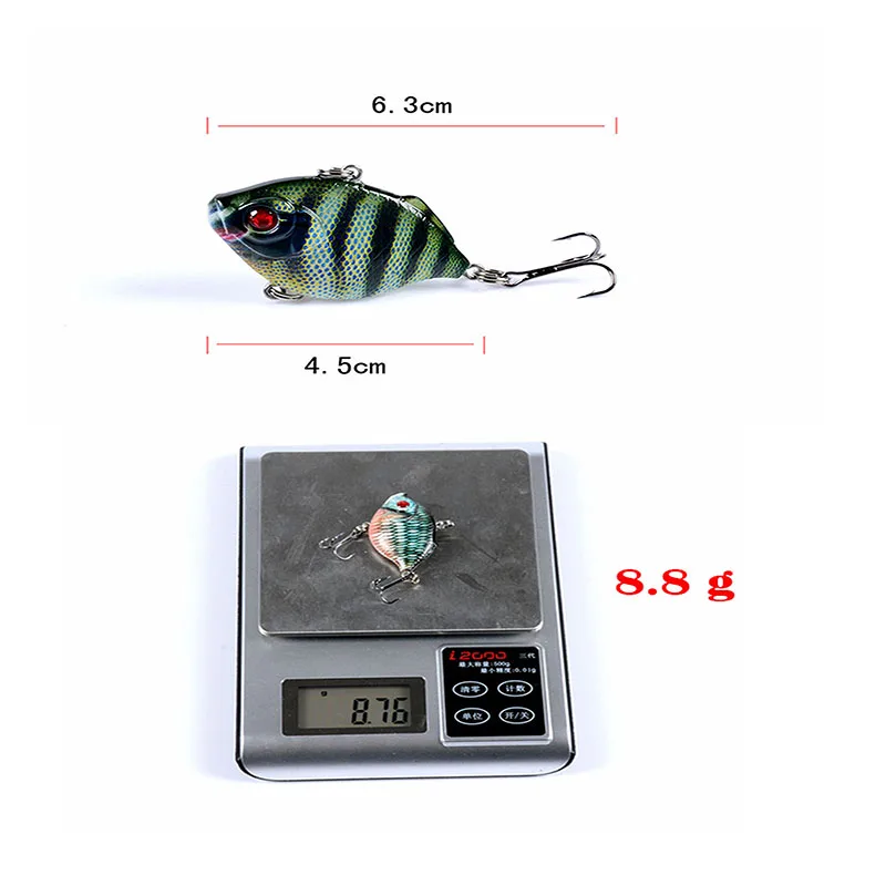 Señuelo de pesca biónico de 8 colores, cebo de plástico para lubina, Carpa, Trucha, plátano, conjunto de Señuelos de Pesca, 4,5 cm/8,8g - imagen 3