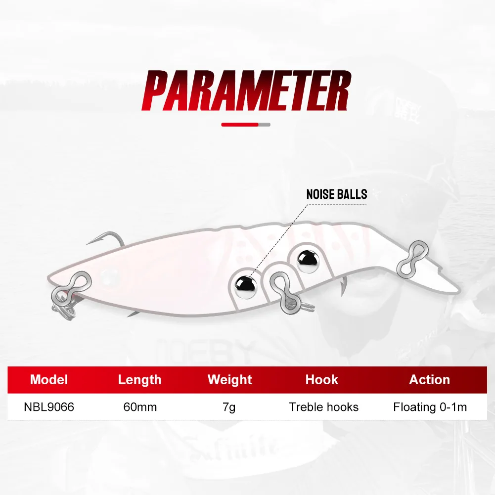 NOEBY-señuelos artificiales de pesca de pececillos, Wobblers flotantes, cebos para Lucio, lubina, Crazy Gamba, 60mm, 7g - imagen 2