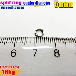 Señuelos de Pesca con anillos divididos, alambre de 0,7mm * diámetro exterior de 5mm, cantidad de 30 unids/lote por paquete, material de acero inoxidable 304