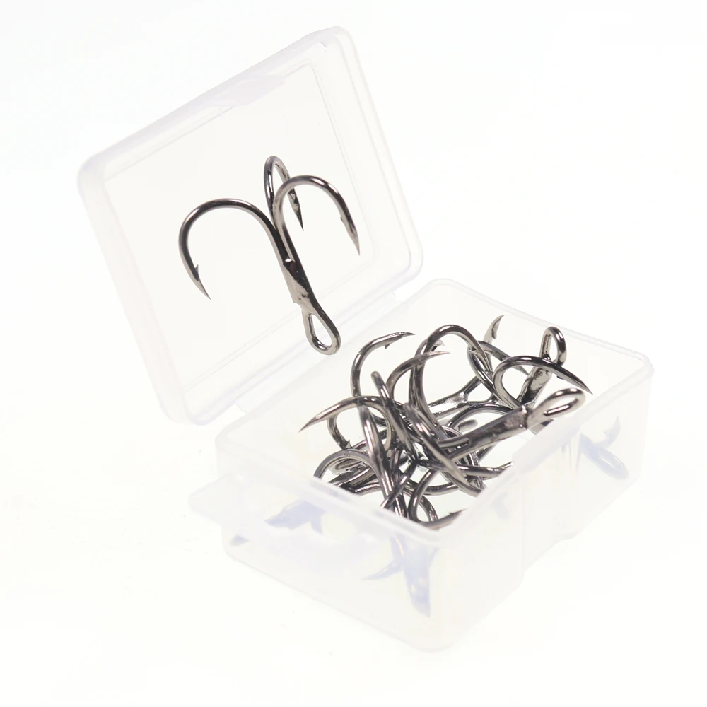 Bimoo-anzuelos triples de punta de flecha Extra afilados, señuelo de pesca de Color negro, níquel, rojo y gris, cebo giratorio de asistencia, 10 Uds. - imagen 3