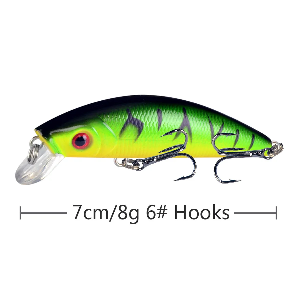 DHYJSFDC-señuelo de pesca de pececillos, 1 piezas, 70mm, 8g, ojos 3D, Crankbait, Wobbler, cebo duro de plástico Artificial, aparejos de pesca - imagen 5
