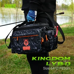 Kingdom-Bolsa de pesca impermeable, bolso de hombro portátil para aparejos de pesca, paquete de almacenamiento de equipo multifuncional resistente al agua, 44x21x22cm