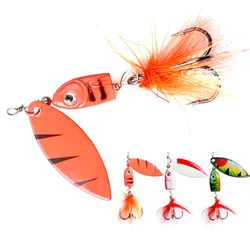 Cucharillas Giratorias con Plumas para Pesca - Señuelos Metálicos Efectivos