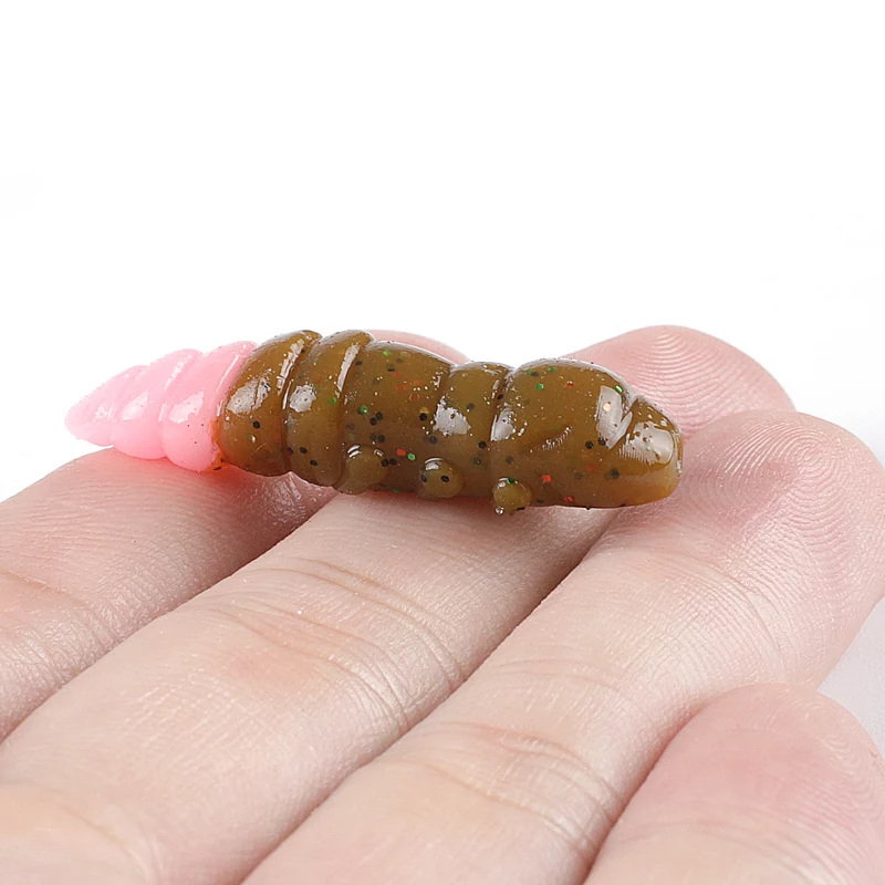Señuelos blandos supercontinent Pupa, señuelos de plástico blando, larva de 38mm/18 Uds., Swimbaits flotantes de agua dulce, cebo suave de silicona, gusano - imagen 2