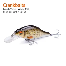 Hanlin Mini Minnow 63mm/4,5G señuelo de pesca Artificial realista Crankbait cebo duro flotante cebo duro Wobbler aparejos de lubina