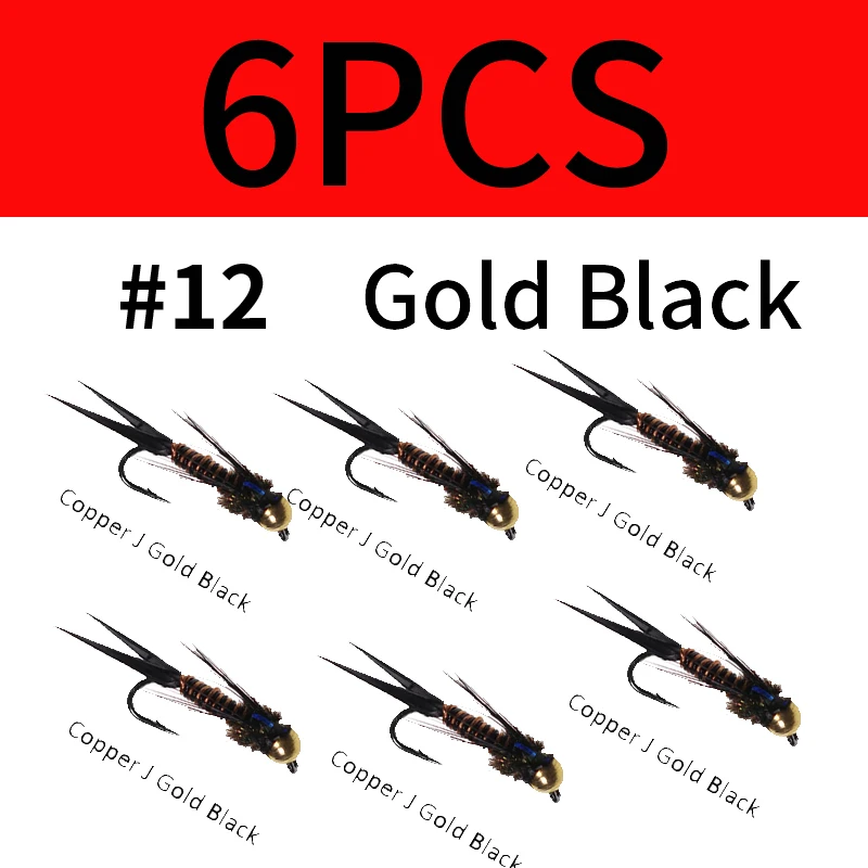 6pcs goldblack