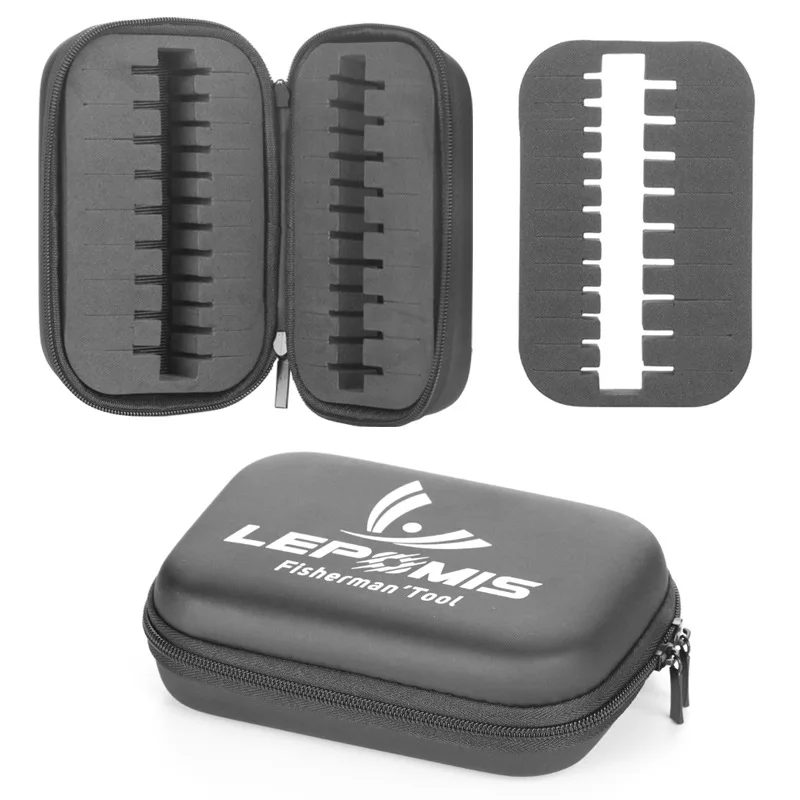 Bolsa para señuelos de pesca, anzuelo con cabeza de anzuelo individual, anzuelos de pesca con mosca, cuchara de doble cara, bolsas para señuelos artificiales, bolsa de almacenamiento dura de PU Oxford - imagen 3