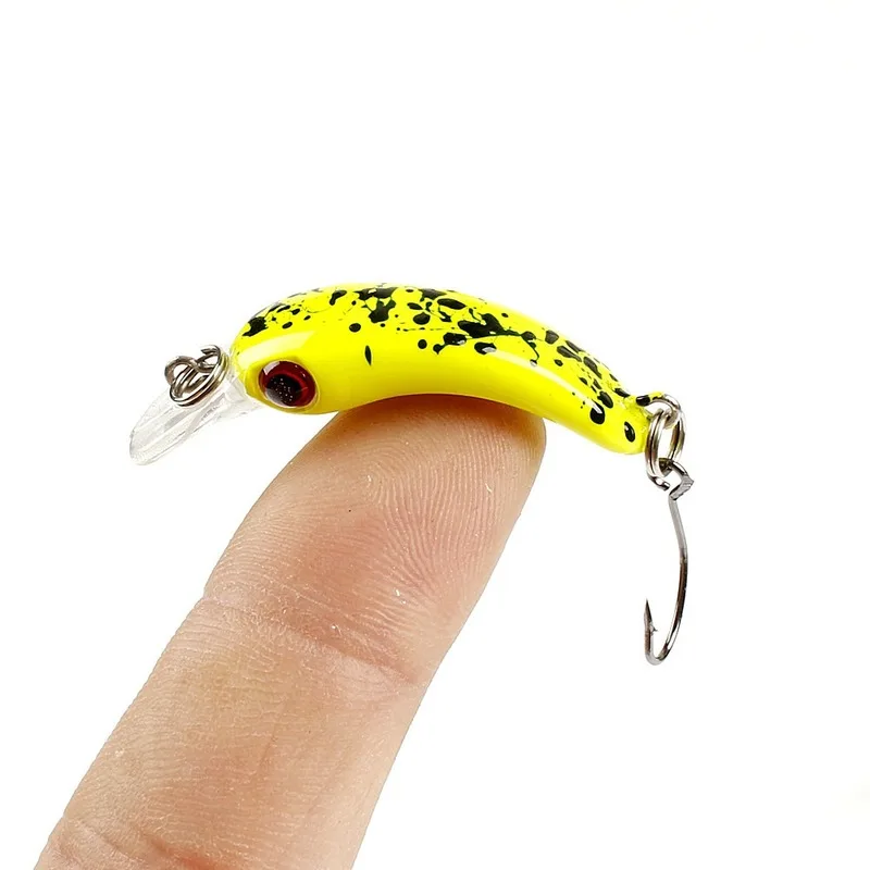 Mini Minnow Wobblers anzuelos triangulares peces Popper aparejos de lubina 3,7 cm/1,5g Señuelos de pesca Crankbait cebo de plástico duro