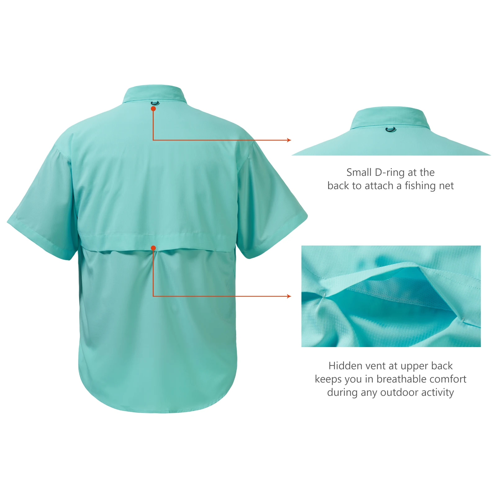 Bassdash UPF 50 Camisa de vestir de pesca para hombre con botones de manga corta tejida al aire libre - imagen 5