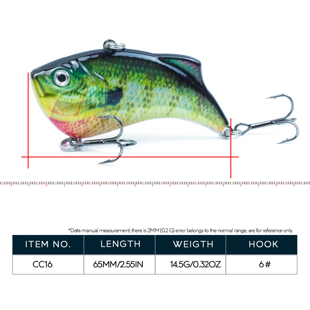 Hanlin-señuelo de pesca de 6,5 cm/14,5g, Popular Vib Crankbait, cebo de pesca de alta calidad, hundimiento lento, Lucio, trucha Wobbler - imagen 2
