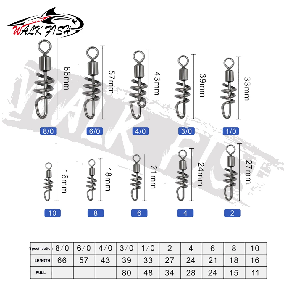 WALK FISH-20 piezas giratorio con anillo sólido, accesorio de pesca, gancho de pesca, modelo caliente - imagen 2