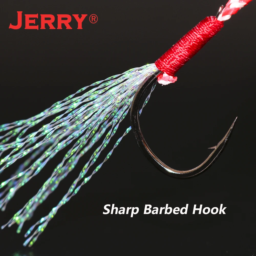 Anzuelos con cabeza plomada Jerry, accesorios de acero de alto carbono para Pesca en el mar, con púas, pluma, 20 unids/lote - imagen 3