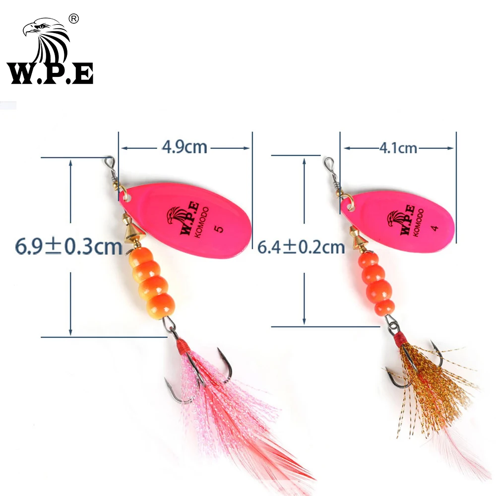 W.P.E-señuelo de cuchara de Metal, aparejos de pesca duros, Wobblers, CrankBaits, ganchos de plumas, pesca de carpa, 1 ud., 13,5g/22g, nuevo - imagen 4