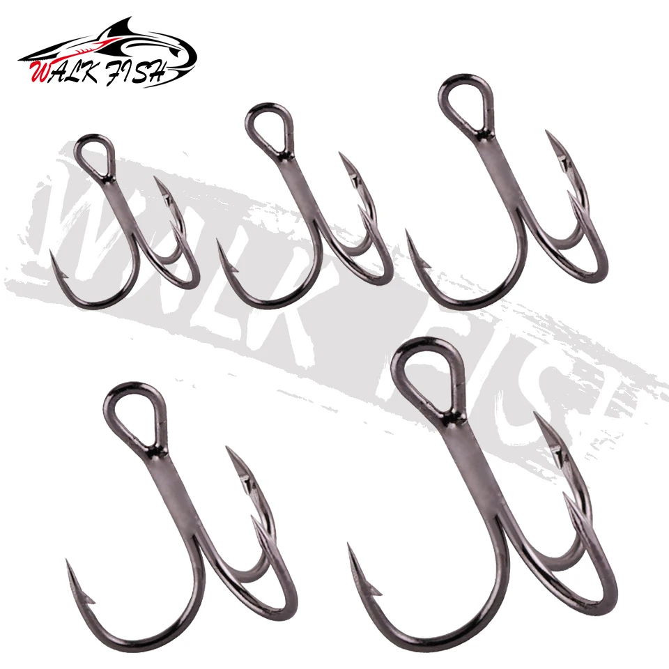WALK FISH-anzuelos de pesca de Material de carbono de acero alto, gancho de pesca triple, redondo, plegable, para lubina de agua salada 4 #6 #8 #, herramienta de aparejos - imagen 5