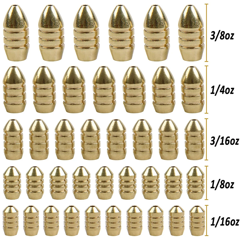 Juego de pesas de pesca con plomos de latón, ganchos de plantilla, Conector de anillo giratorio, equipo de pesca, herramientas de aparejos para lubina, 40 unids/lote por caja - imagen 4