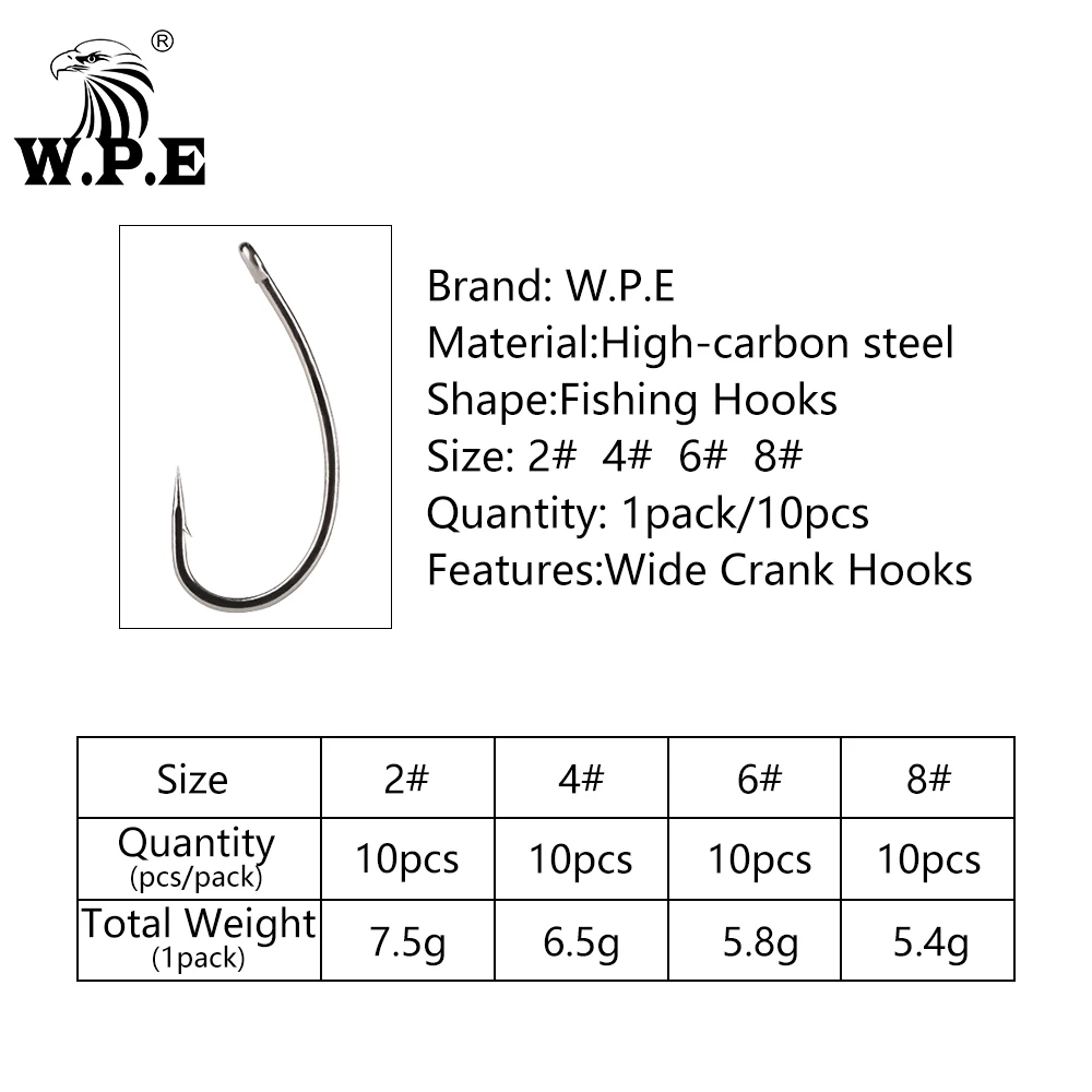W.P.E-anzuelo de pesca BKK, accesorio de pesca de carpa con púas de un solo círculo, acero de alto carbono, aparejos, 3 paquetes por lote, 2 #-8 # - imagen 4