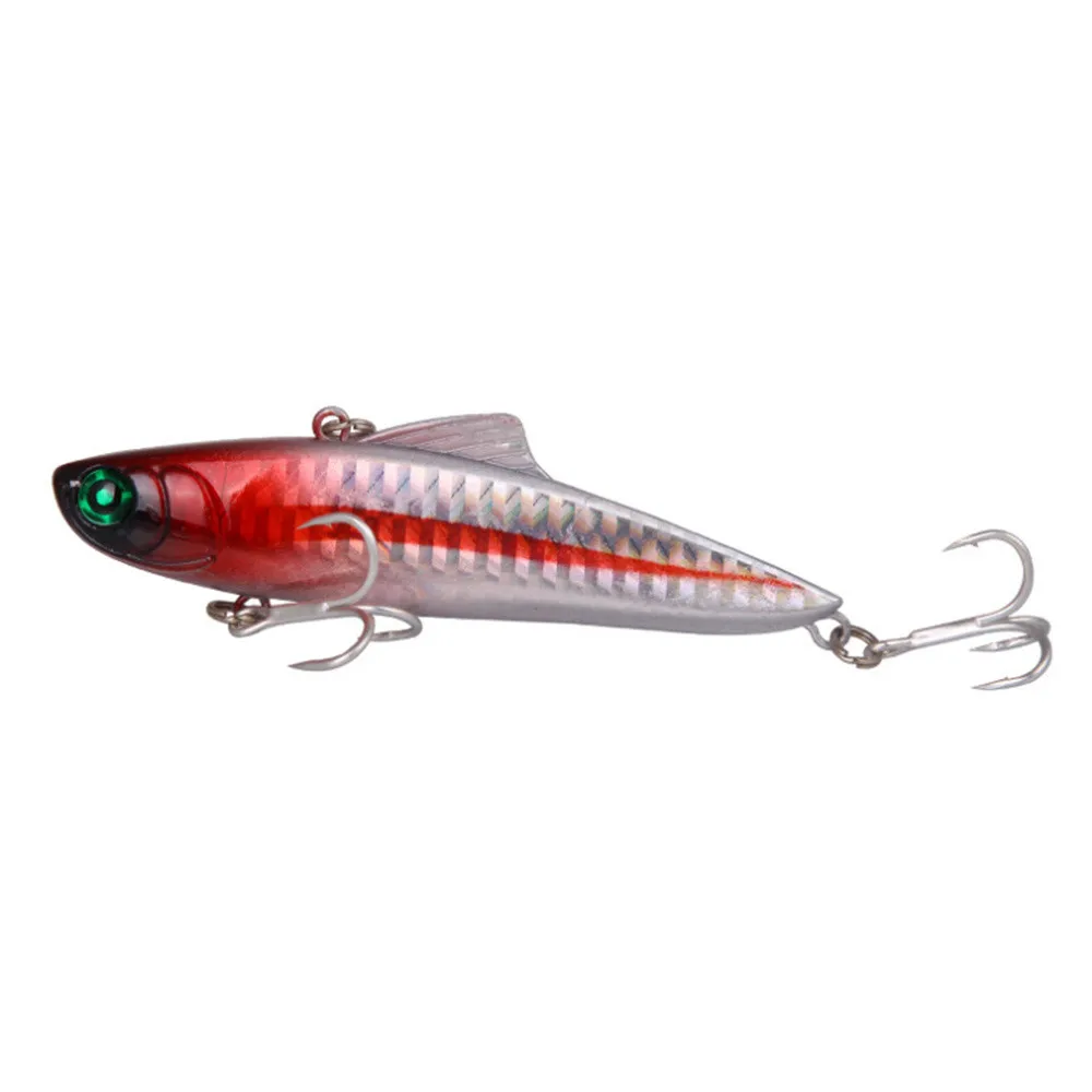 Este señuelo de pesca presenta un diseño vibrante rojo y plateado con un ojo verde perfecto para atraer peces