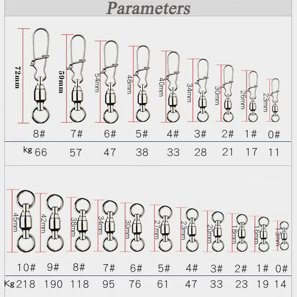 Atsuim-conector giratorio de pesca, rodamiento de bolas, 0 #1 #2 #3 #4 #5 #6 #7 #8, 10 Uds. - imagen 2