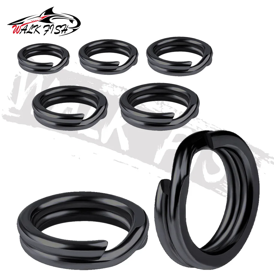 WALK FISH anillo dividido de acero inoxidable, Conector de doble anillo de pesca resistente, accesorios de pesca para gancho a presión, 50 Uds. - imagen 3