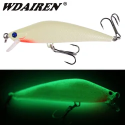 WDAIREN-señuelos luminosos 3D para pececillos, 8cm, 8g, Wobbler de pesca nocturna, aparejos de Crankbait, cebo duro Artificial, lubina deformada, Swimbait
