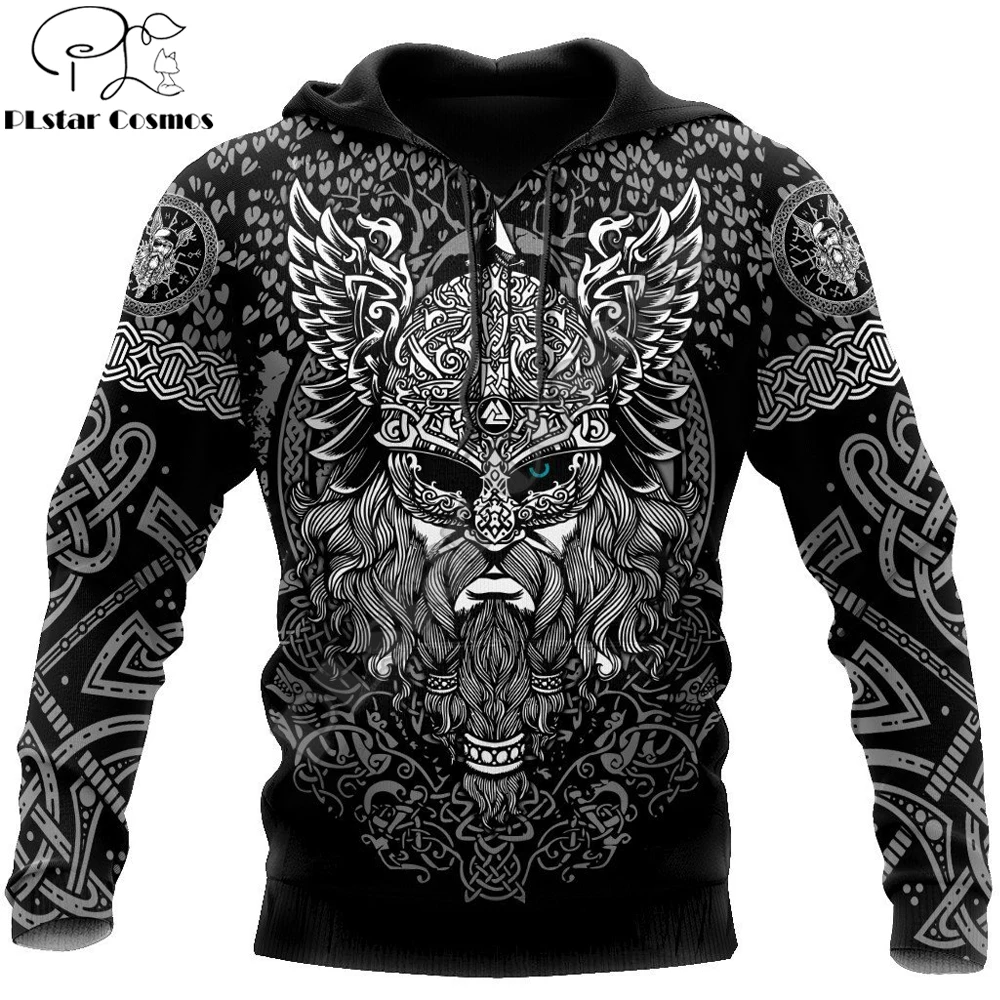 Mjolnir-Sudadera con capucha para hombre, ropa de calle Unisex con estampado 3D de tatuaje Odin, jersey con cremallera, chaqueta informal, chándal KJ0196 - imagen 4
