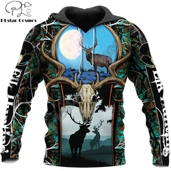 Sudadera con capucha alce 3D impreso caza casual unisex