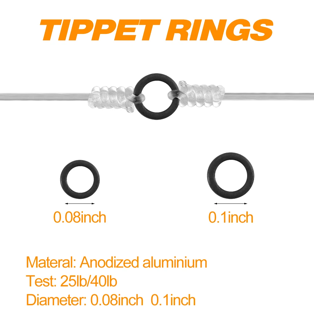 Anillo Tippet de pesca con mosca, 50 Uds., 2/2, 5mm, acero inoxidable sólido, Ninfa húmeda, seco, cambio rápido, anillo de agua salada, conector de aparejo de señuelo de pesca - imagen 3