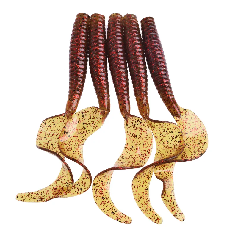 Cebos blandos de silicona para pesca de carpa, cebo Artificial de cola de gusano, Wobblers de 8cm y 4,3g, olor a pescado, para lubina y Leurre, 5 uds. - imagen 4