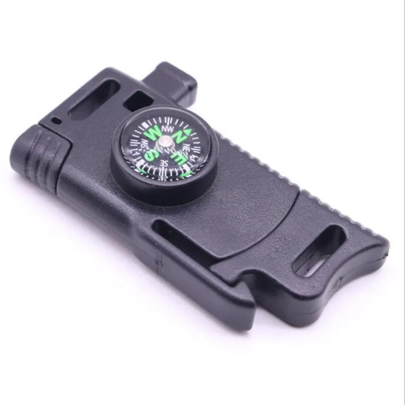 Pulsera de cuerda con silbato para exteriores, kit de supervivencia con hebilla de brújula, paracaídas, 550, 10 piezas - imagen 3