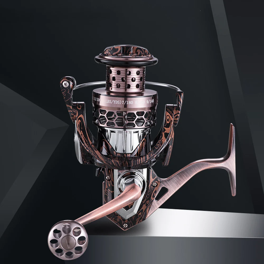 Carrete giratorio de pesca de aleación completa, rueda giratoria de pesca de carpa, mango de Metal, bobina de carrete CNC, tallado hueco en agua salada, 12 + 1BB - imagen 5