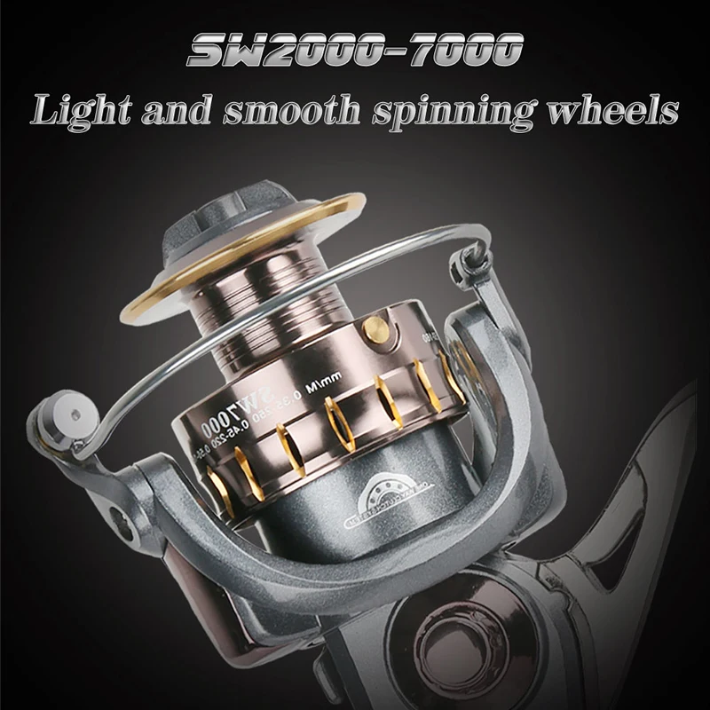 DEUKIO-carrete de pesca giratorio, bobina de Metal resistente al agua, potencia de arrastre máxima de 12KG, 4 + 1BB, para agua salada - imagen 5