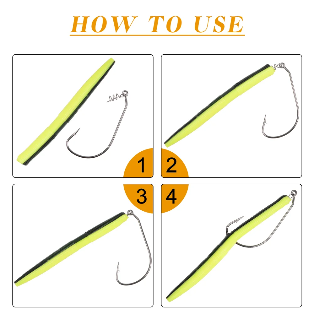 Anzuelo de pesca de plantilla con pasadores de centrado de bloqueo de giro de resorte para gusanos blandos, cebo, manivela con púas, anzuelo de carpa, 100 unids/caja - imagen 5