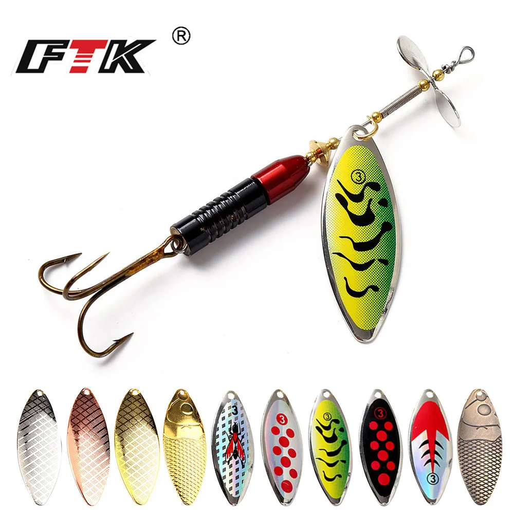 FTK-señuelo de Pesca de 11,5 cm y 20g de largo, cebo giratorio de colores, Lucio, lentejuelas, Paillette, carpa, 1 unidad