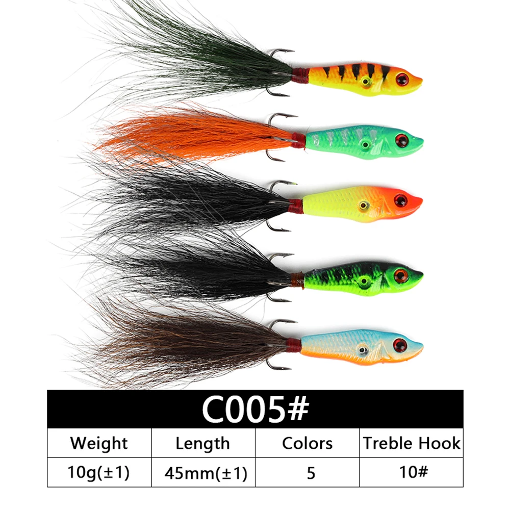 W.P.E-señuelo de pesca duro de invierno, cebo Artificial para Jigging de plomo, anzuelo triple Wobbler, 1 pieza, 10g, 15 colores, 41mm-45mm - imagen 4