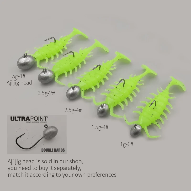 12 Uds LUREHOLIC 1,5 "3cm cola de pedal Buggy hundimiento lento cebo de señuelo suave 1g gusano señuelo de pesca suave camarones con carpa lubina - imagen 4