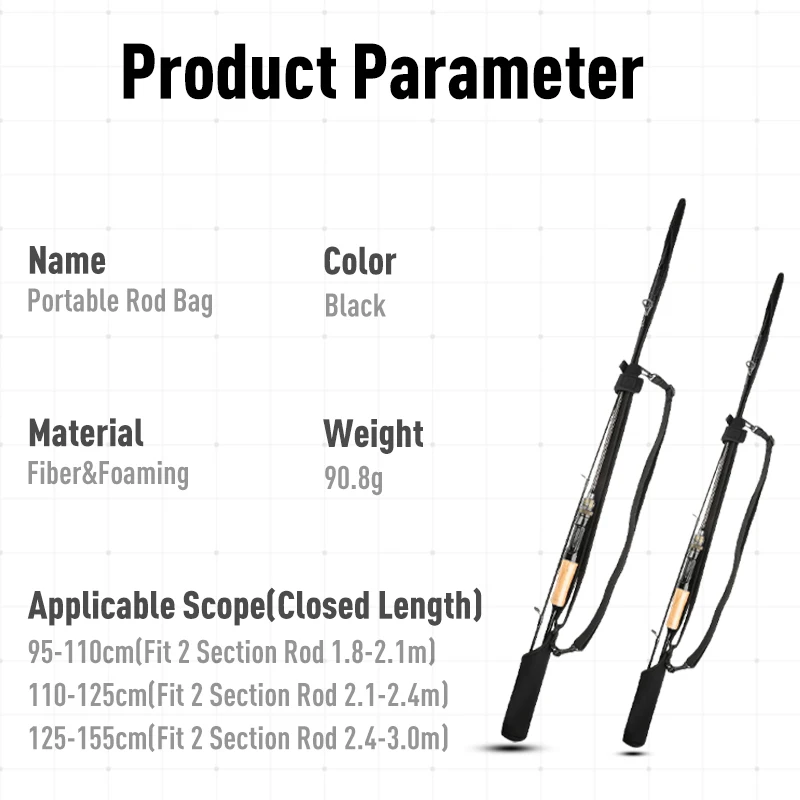 LEYDUN-Cuerda de protección para cañas de pescar, accesorio de 95cm-155cm de longitud, se puede ajustar mejor para la protección, bolsa de almacenamiento - imagen 2